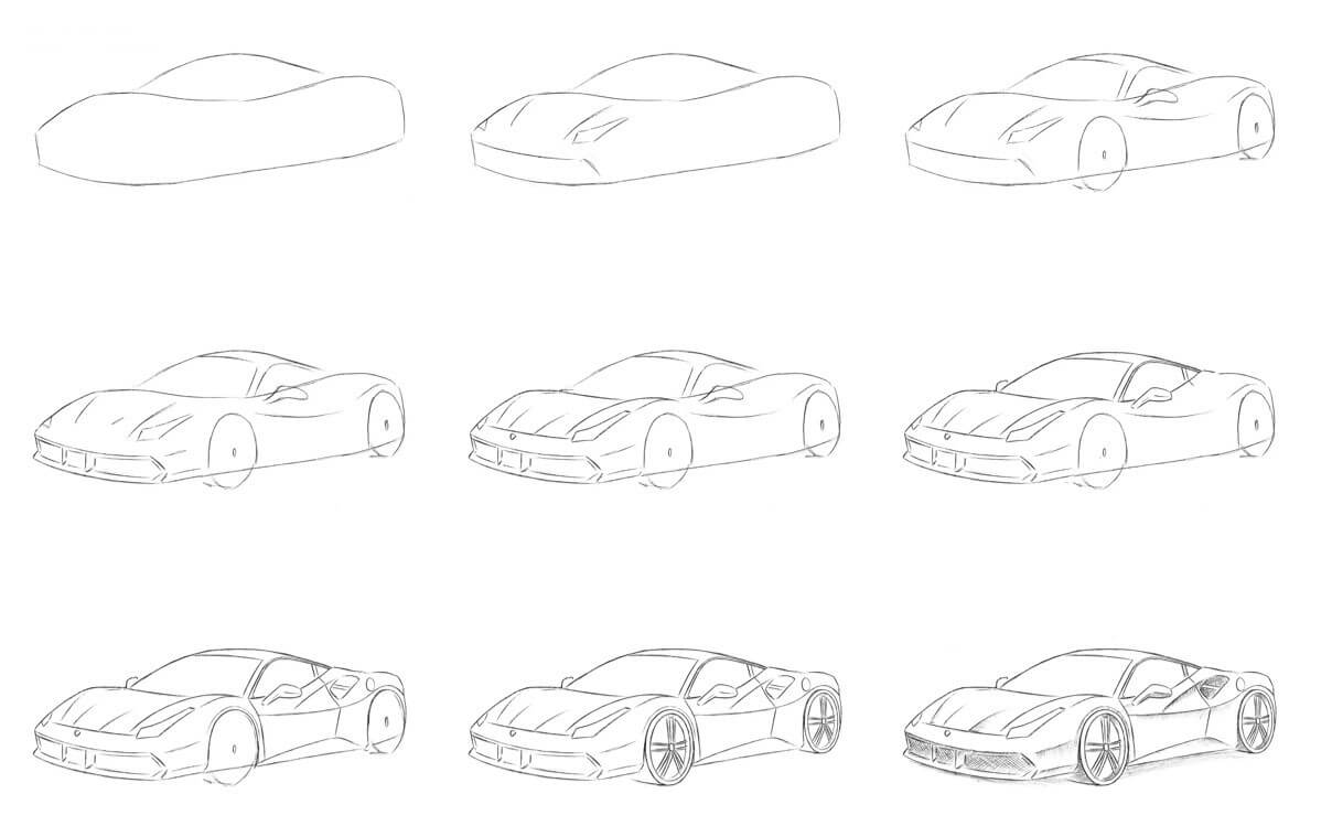 How to draw Ferrari car idea (10)