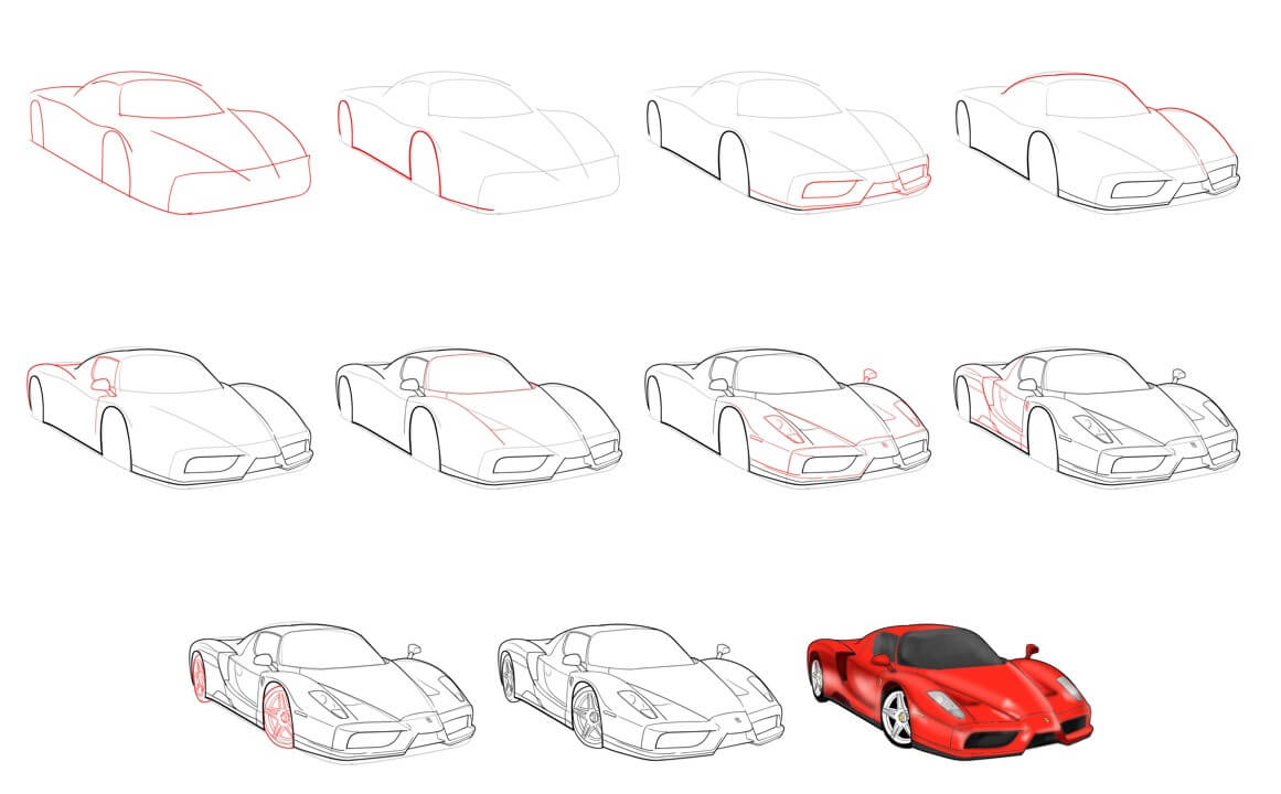 How to draw Ferrari car idea (17)