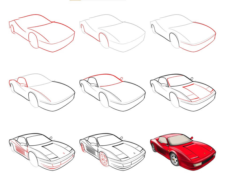 How to draw Ferrari car idea (18)