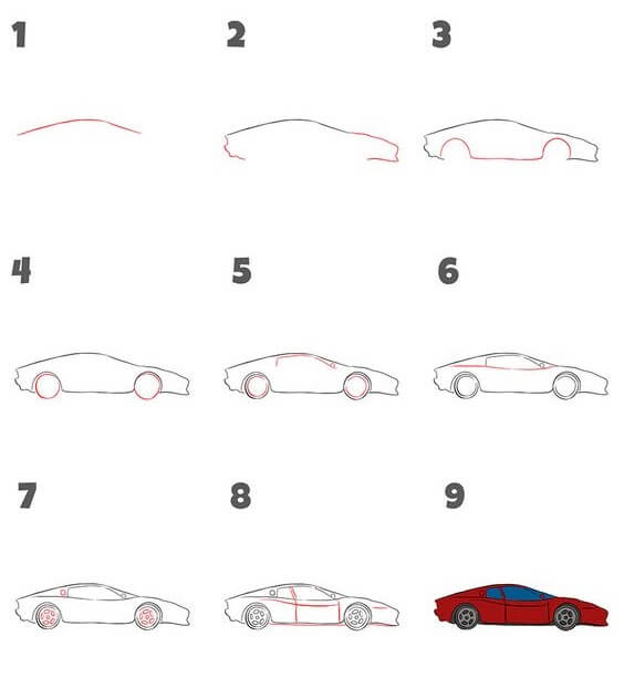 How to draw Ferrari car idea (4)