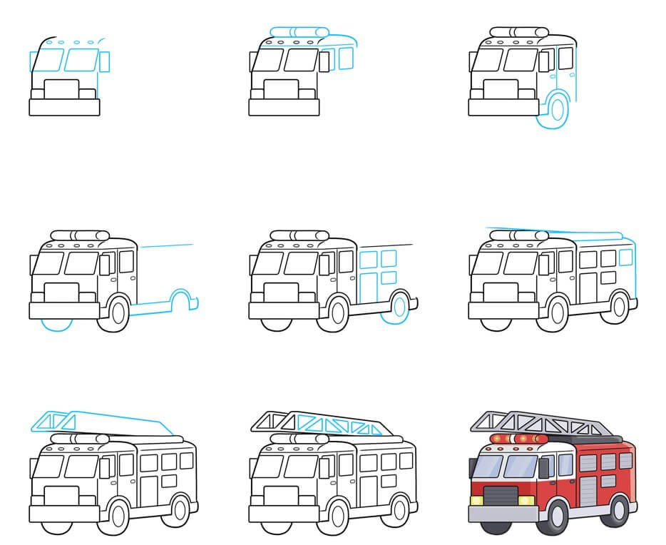 How to draw Fire truck idea (13)