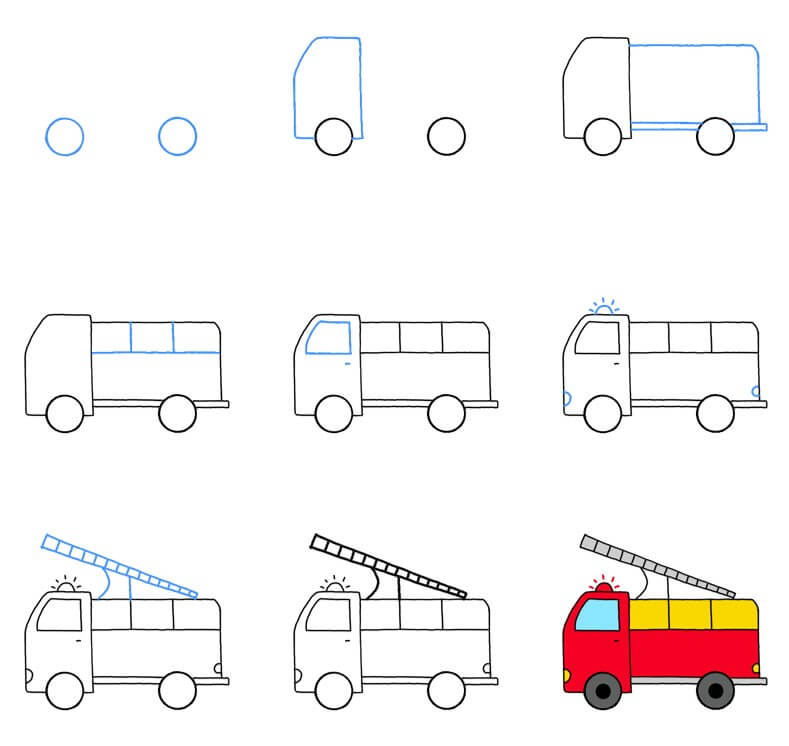 How to draw Fire truck idea (15)