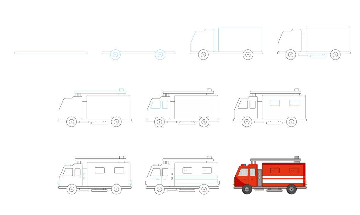 How to draw Fire truck idea (16)