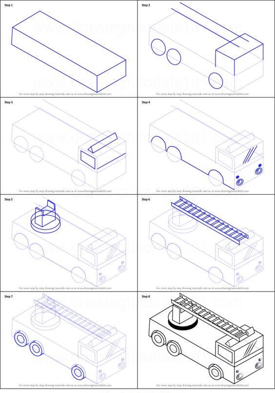 How to draw Fire truck idea (2)