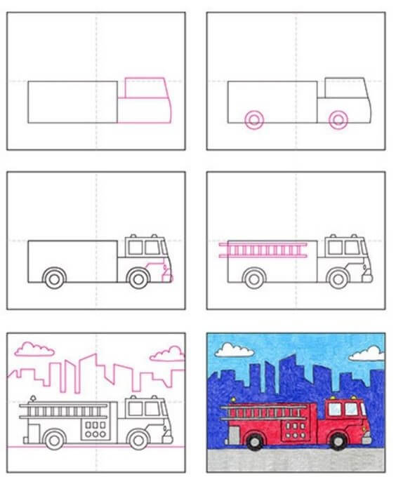 How to draw Fire truck idea (3)