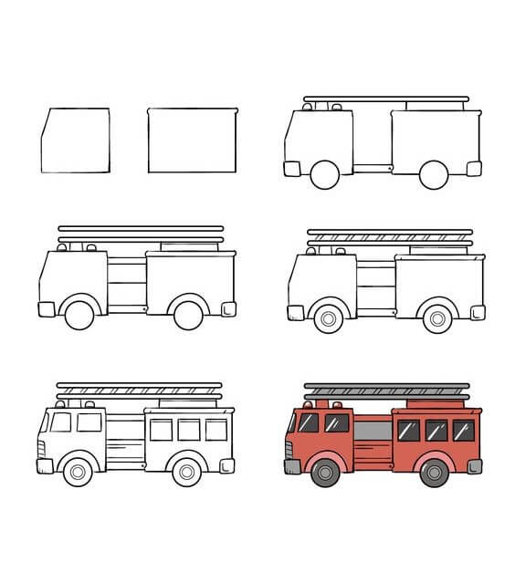 How to draw Fire truck idea (4)