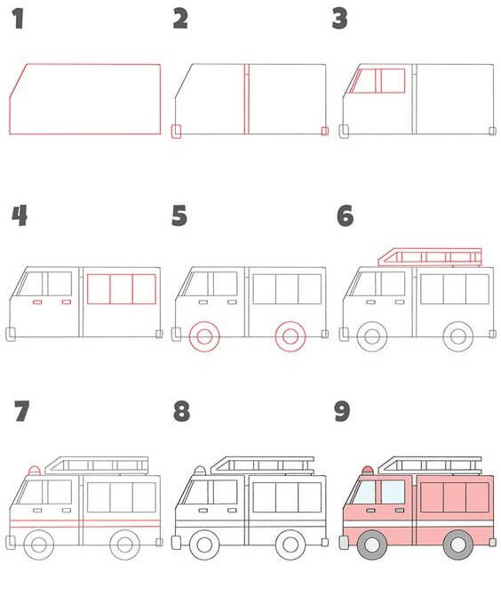 How to draw Fire truck idea (6)