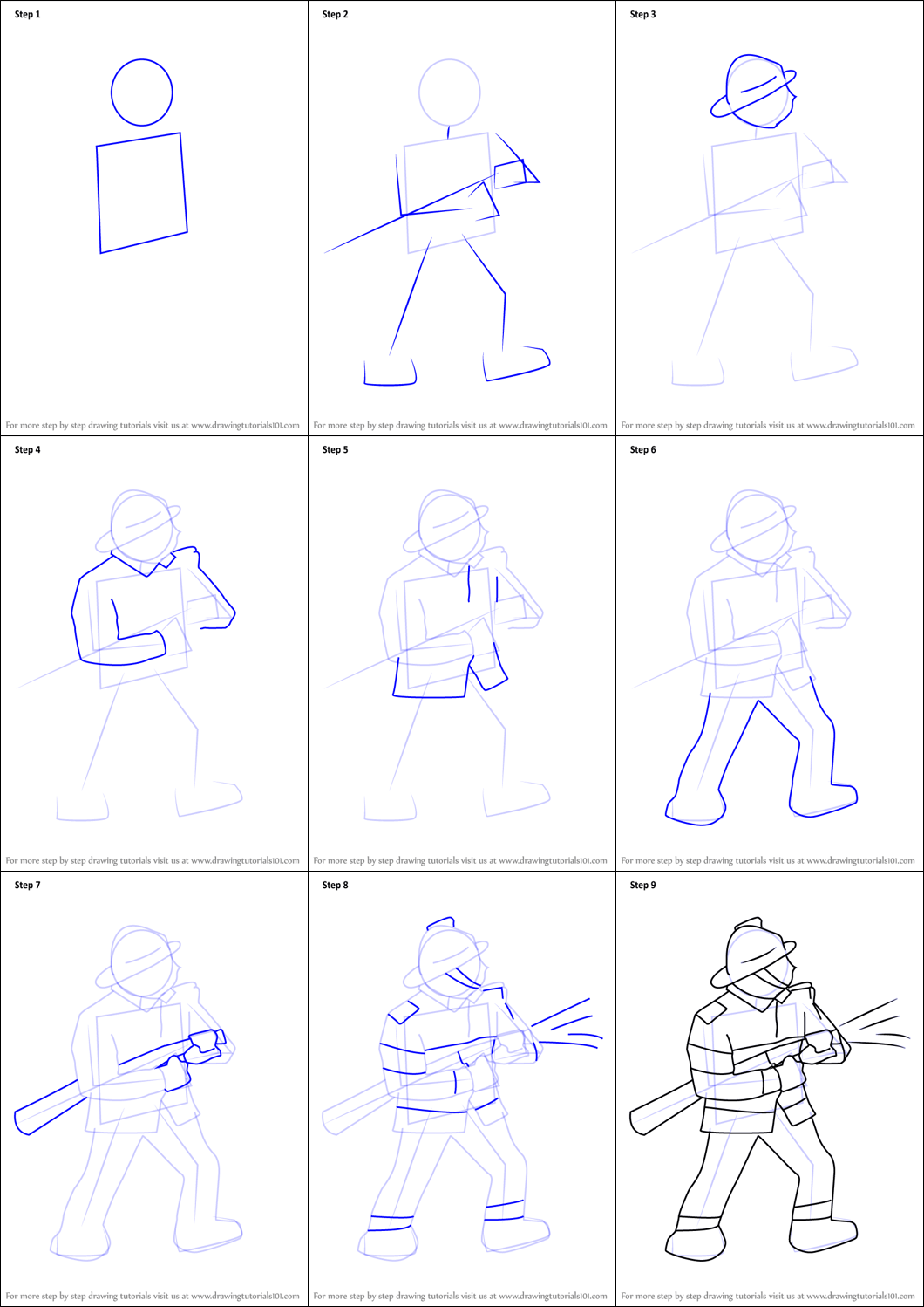 Firefighter simple (2) Drawing Ideas