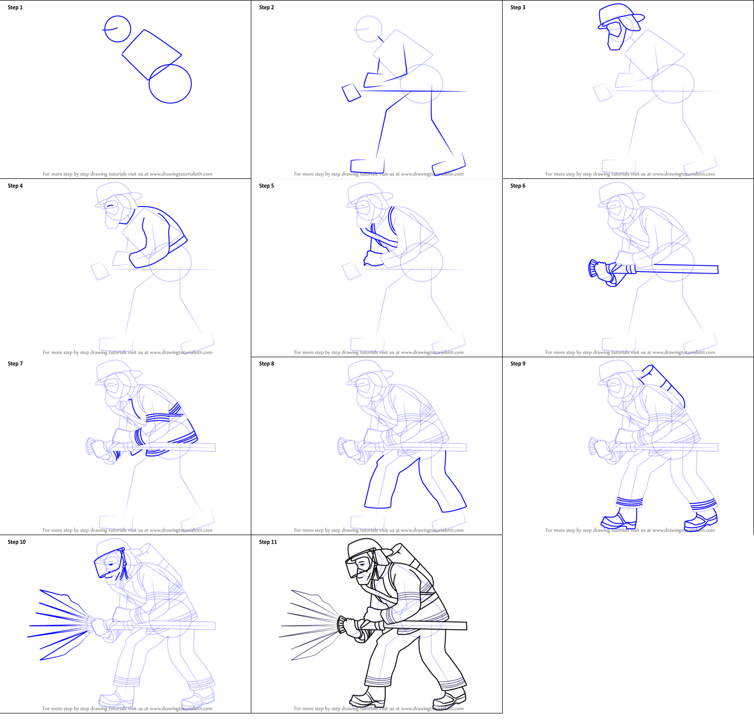 How to draw Firefighter simple