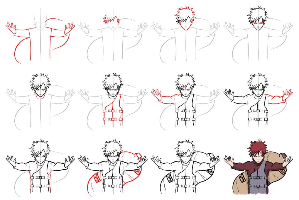 How to draw Gaara (1)