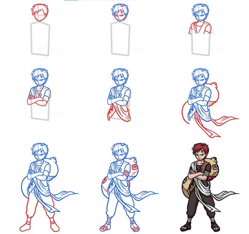 How to draw Gaara (2)