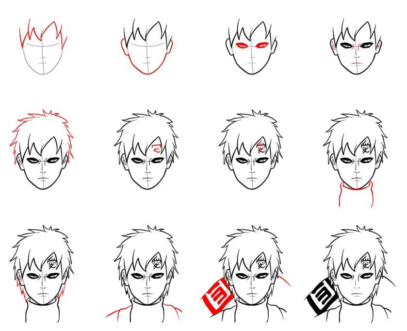 How to draw Gaara (3)