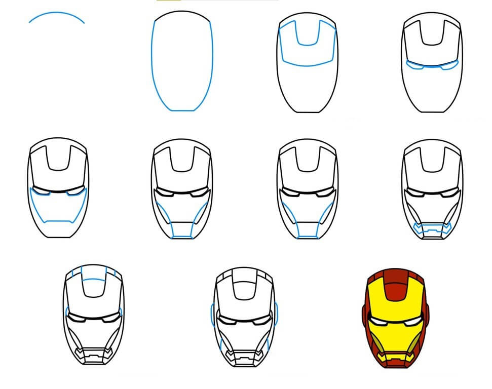 How to draw Iron man face (1)