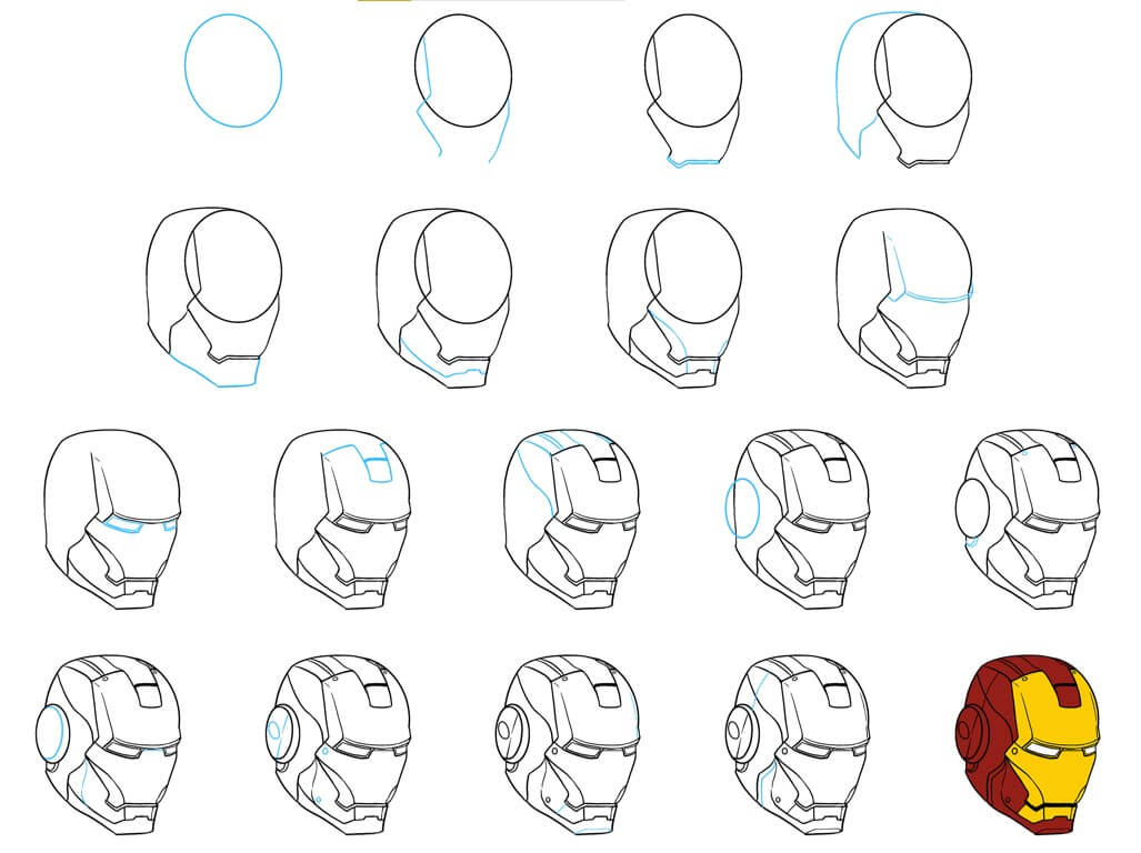 How to draw Iron man face (2)