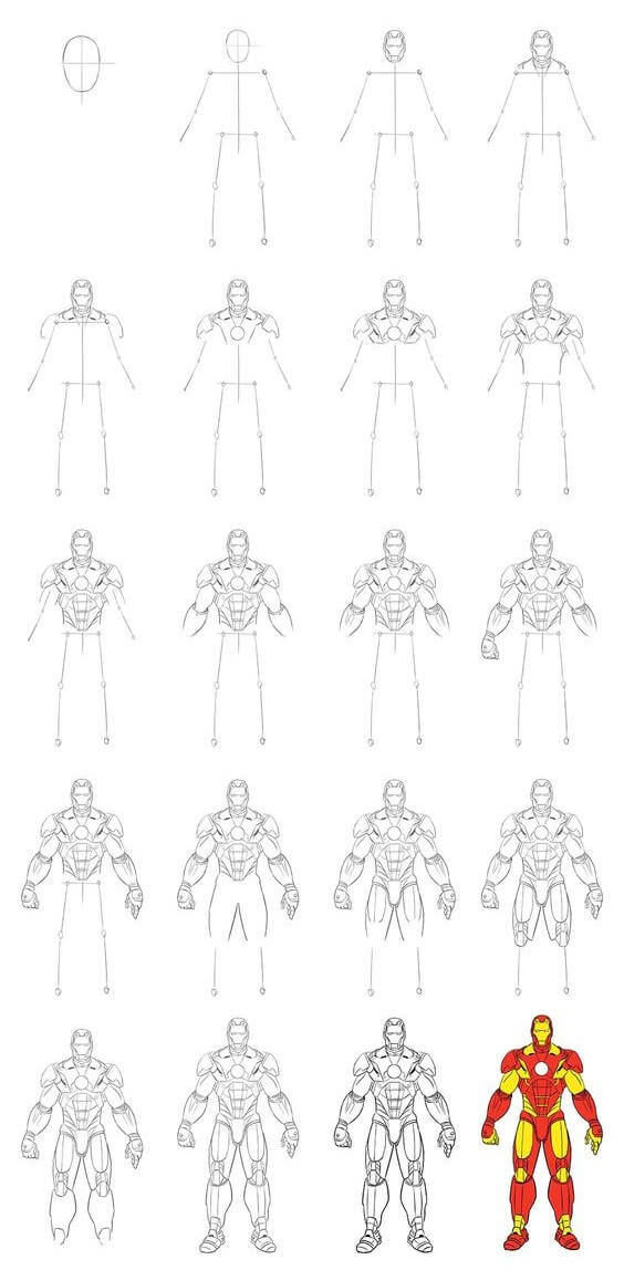 How to draw Iron man idea (1)