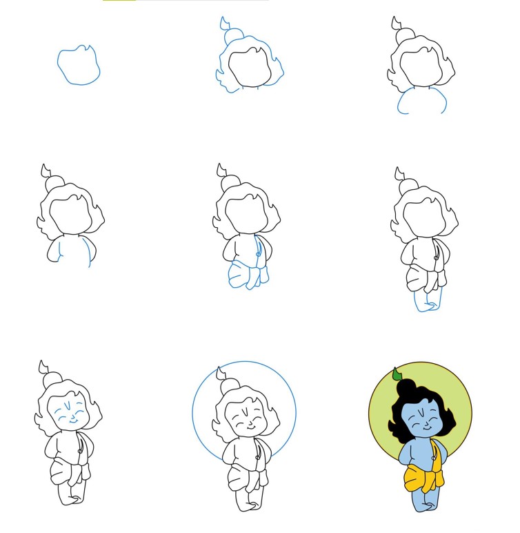 How to draw Krishna idea (2)