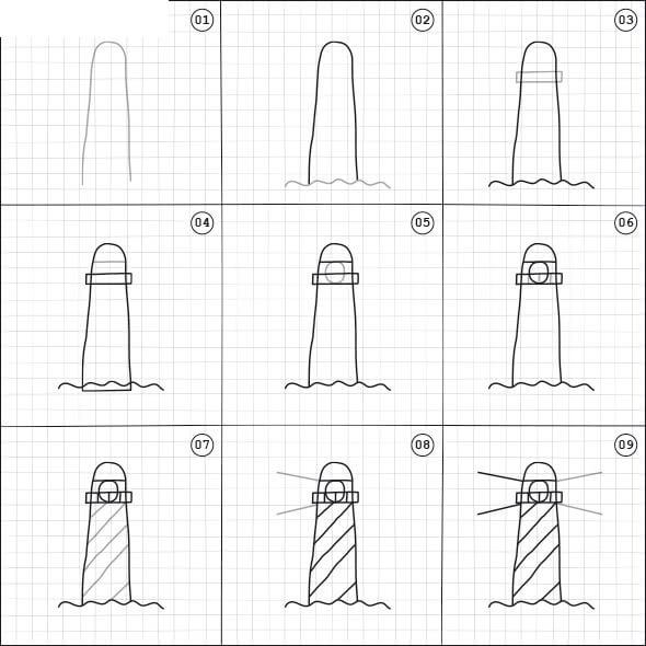 Lighthouse tower idea (11) Drawing Ideas