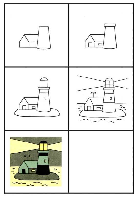 How to draw Lighthouse tower idea (12)