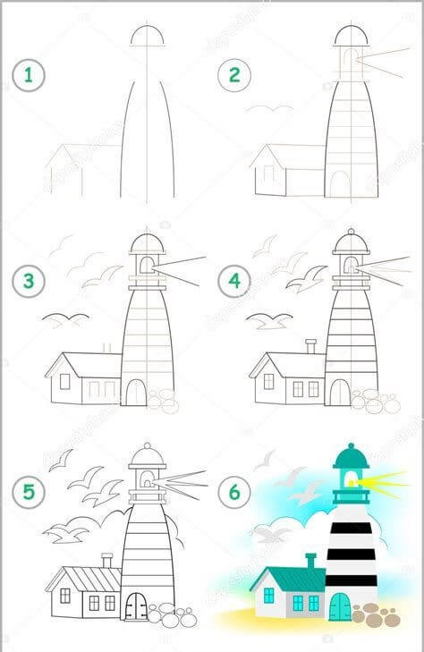 How to draw Lighthouse tower idea (15)