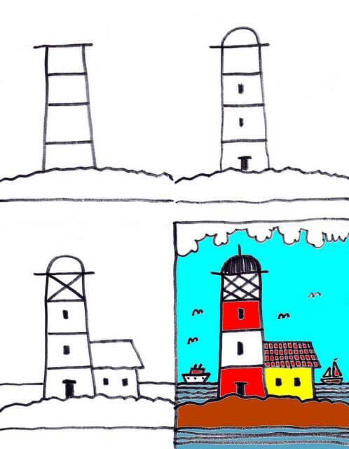 How to draw Lighthouse tower idea (16)