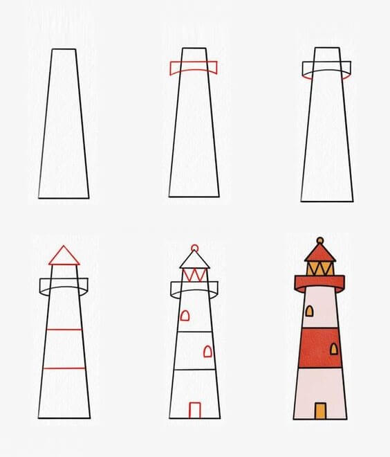 How to draw Lighthouse tower idea (17)