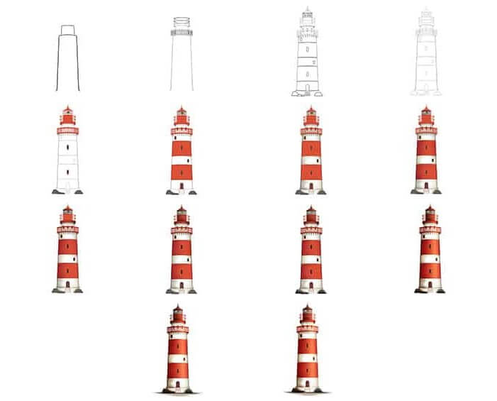 How to draw Lighthouse tower idea (18)