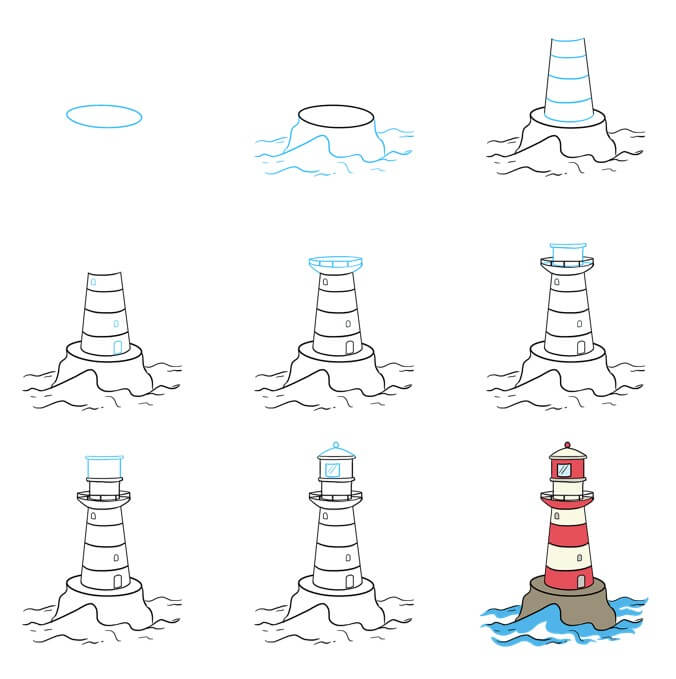 Lighthouse Tower Drawing Ideas