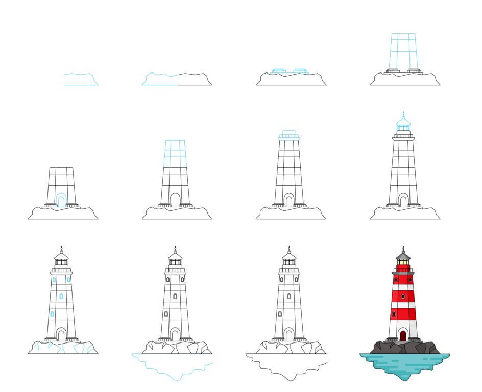 How to draw Lighthouse tower idea (24)