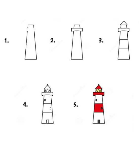 How to draw Lighthouse tower idea (3)