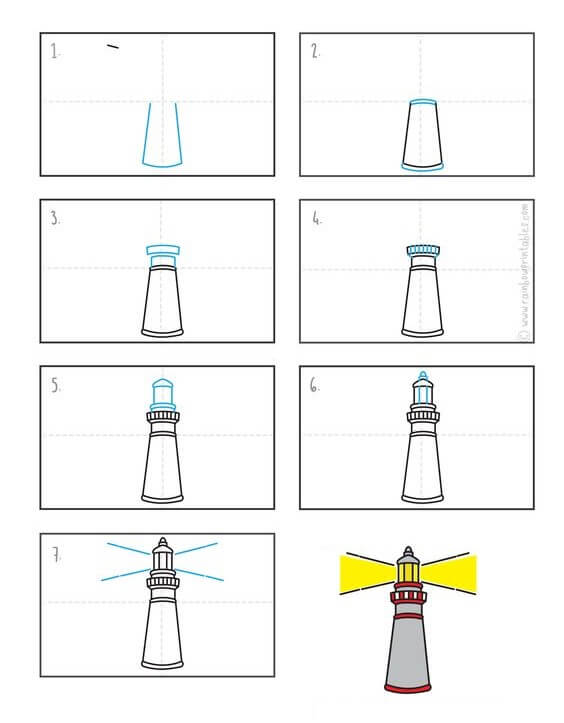 How to draw Lighthouse tower idea (4)