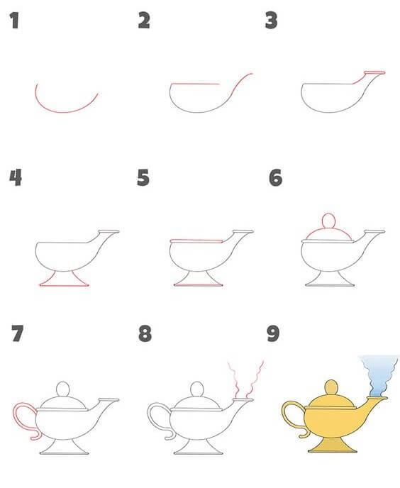 How to draw Magic lamp (1)