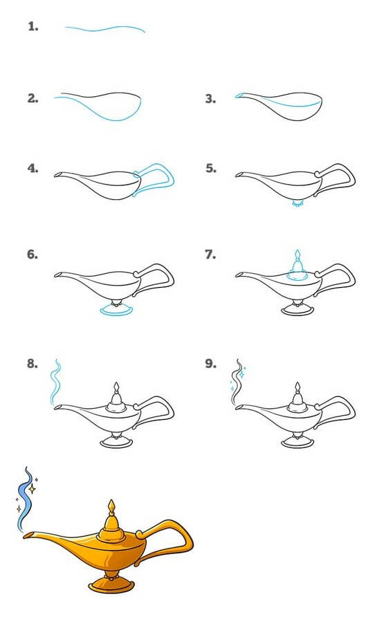 How to draw Magic lamp (2)