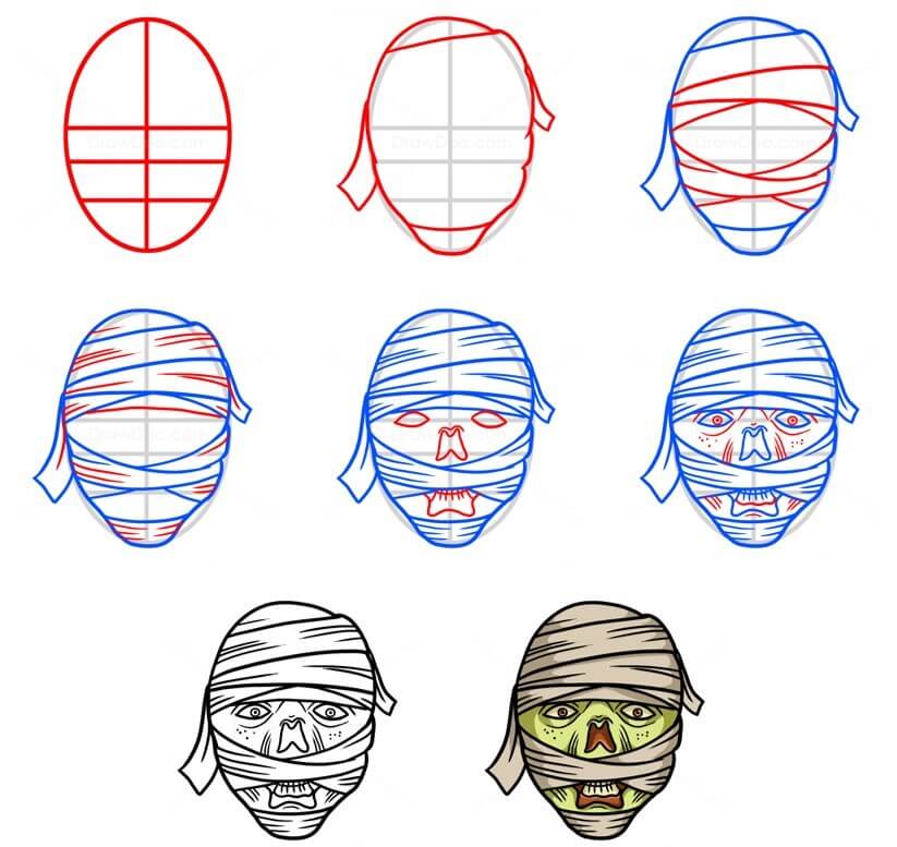 How to draw Mummy head