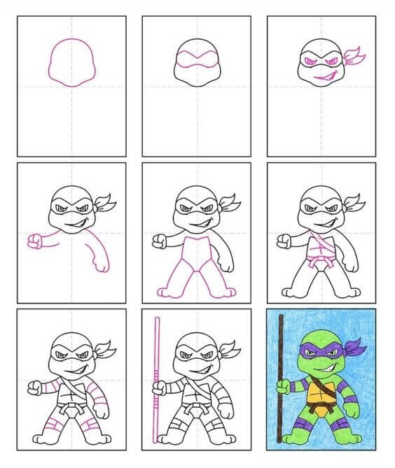 How to draw Ninja turtle (3)