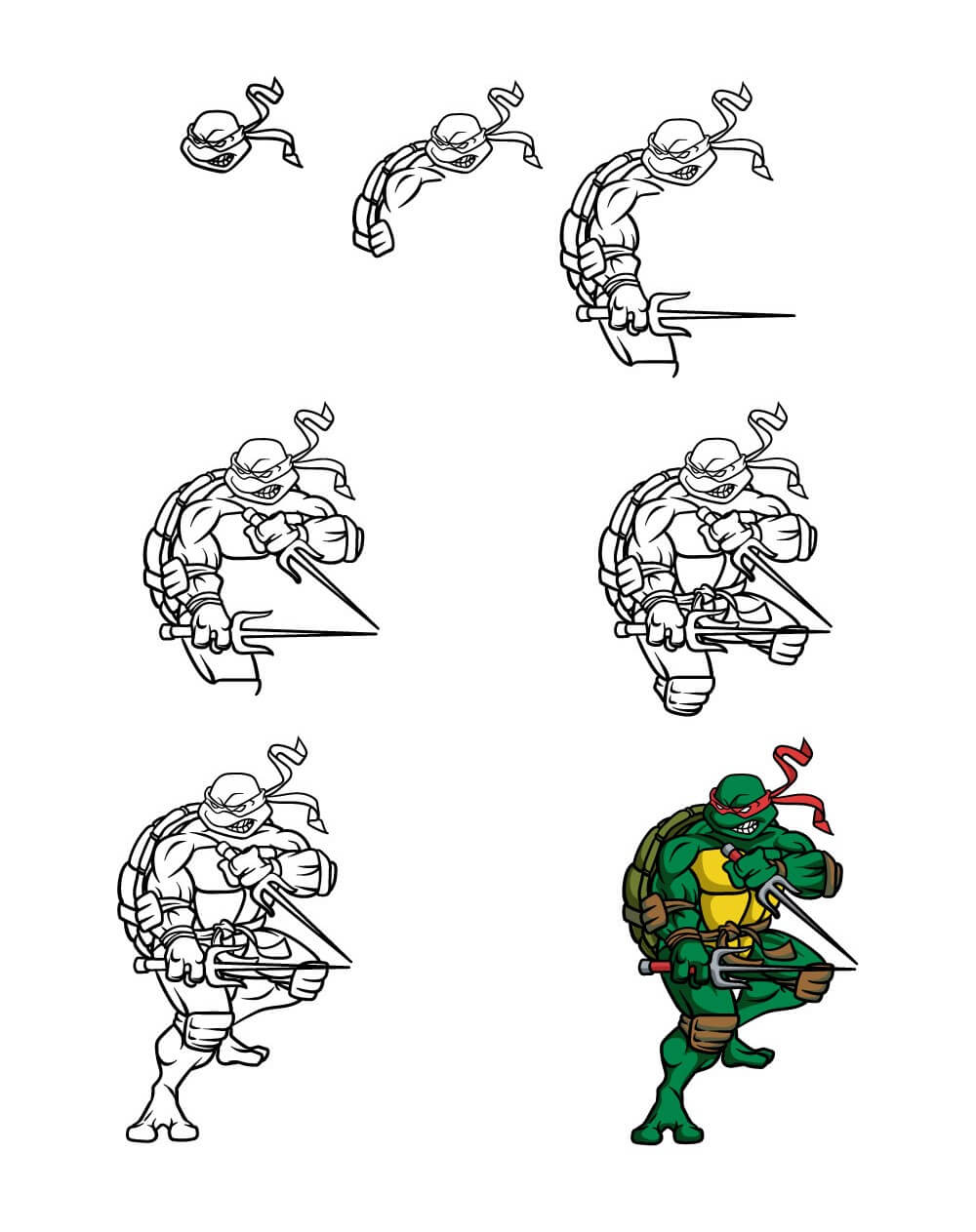 How to draw Ninja turtle (7)