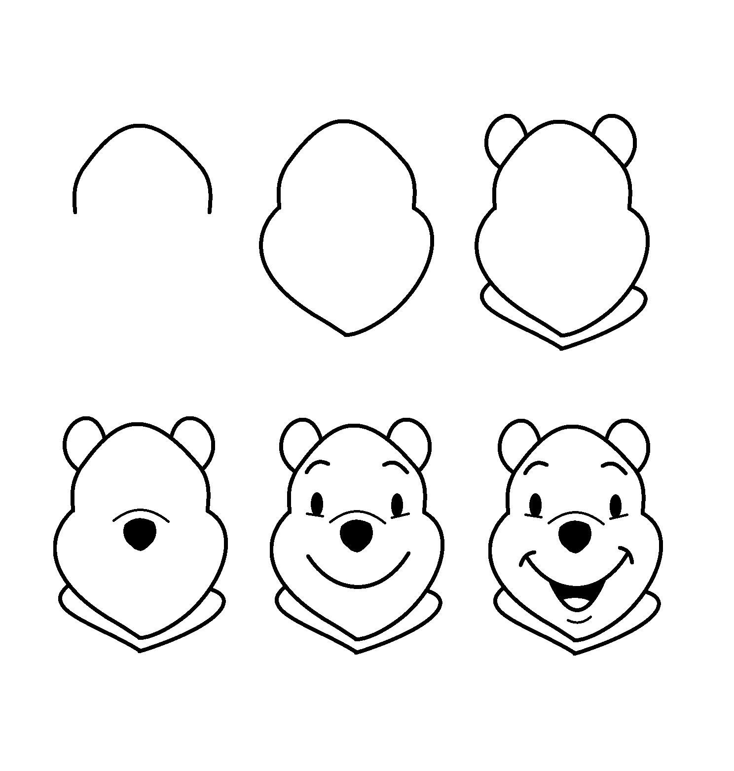 How to draw Pooh bear head