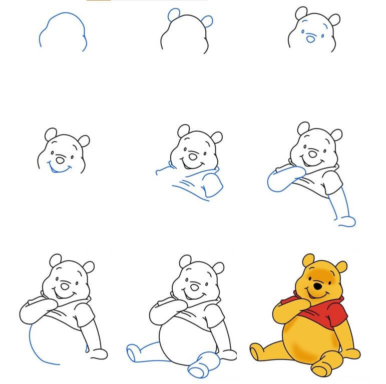 How to draw Pooh bear idea (11)