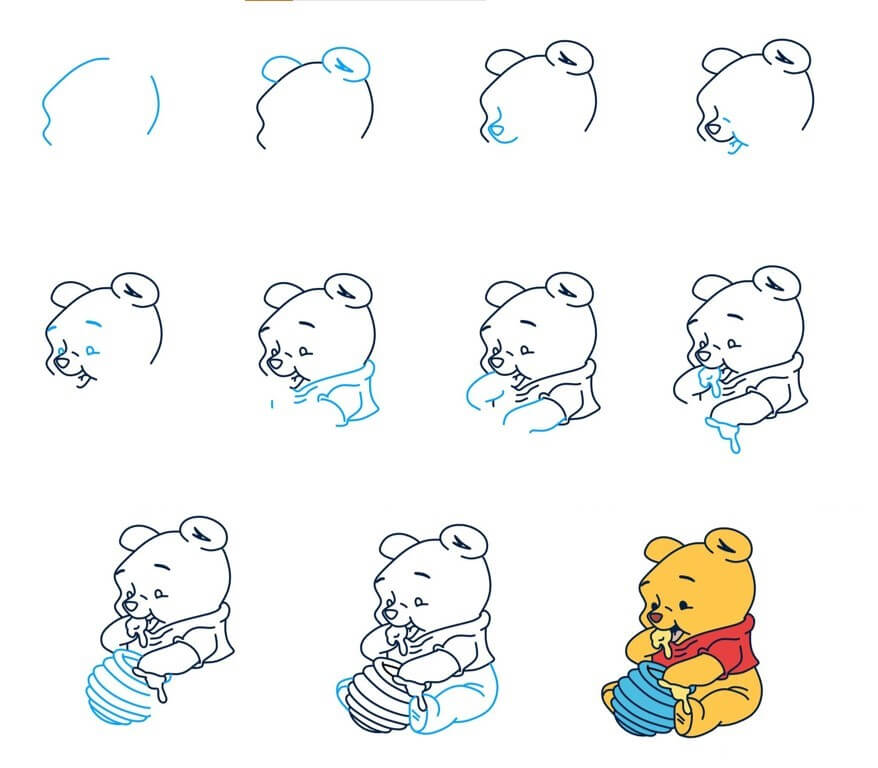 How to draw Pooh bear idea (13)