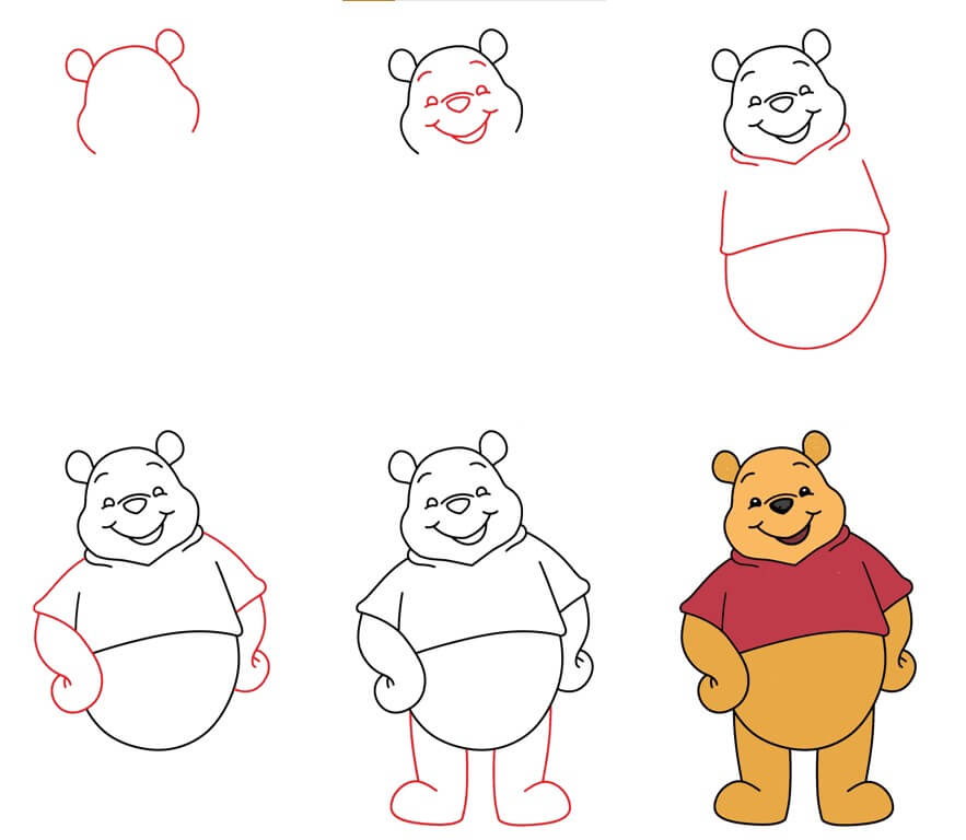 How to draw Pooh bear idea (18)