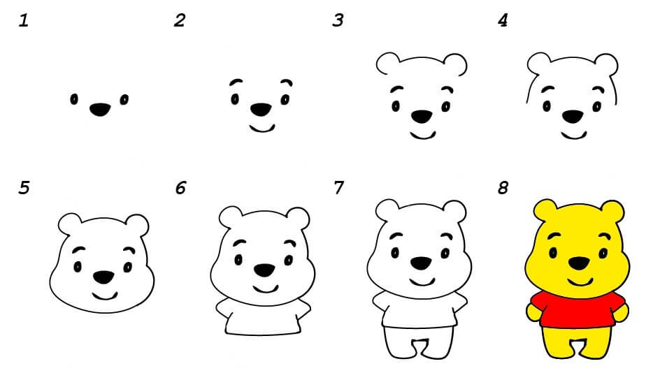 How to draw Pooh bear idea (5)