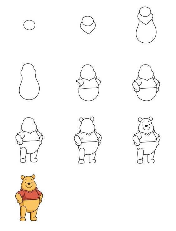 How to draw Pooh bear idea (7)