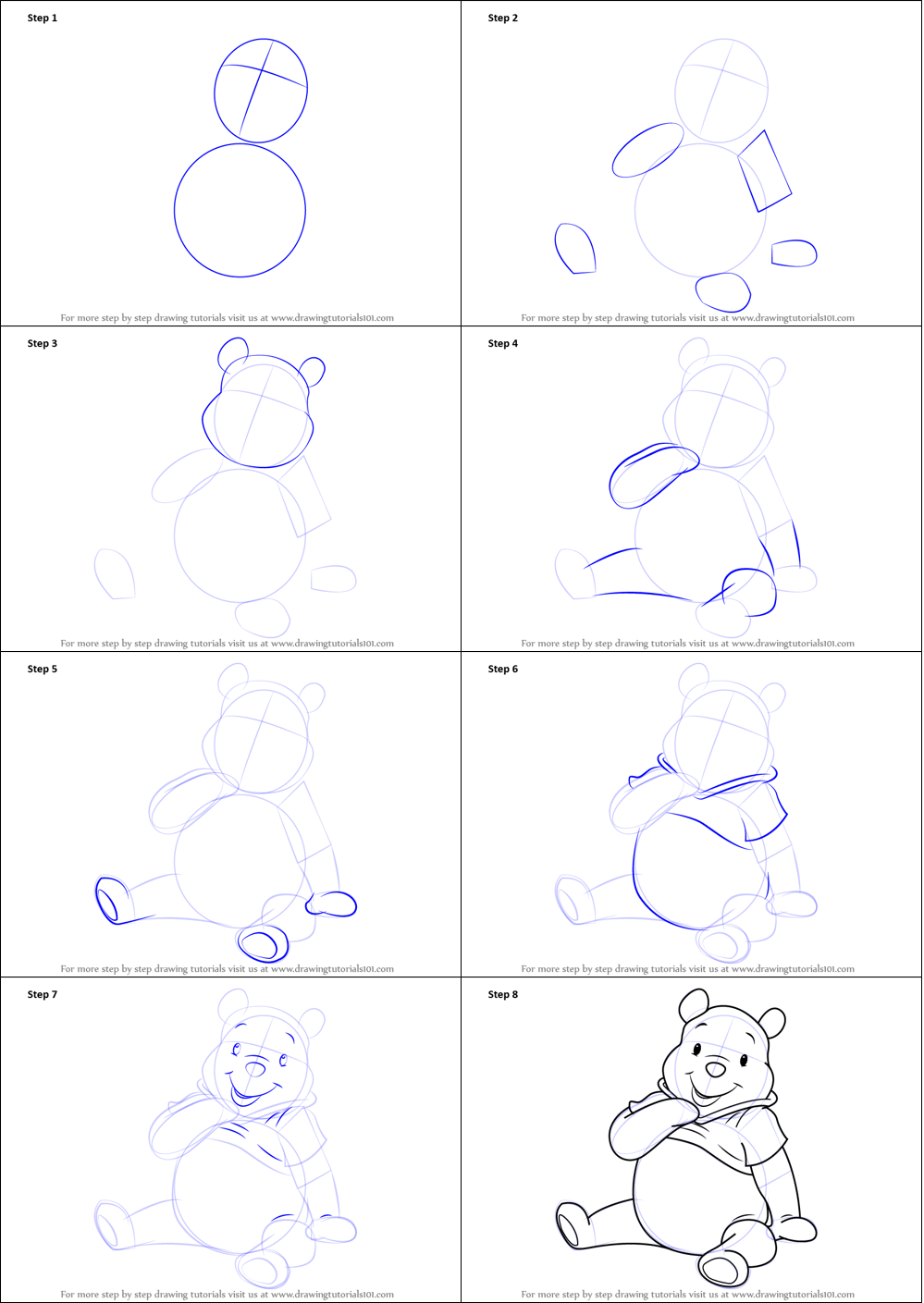 Pooh bear simple Drawing Ideas