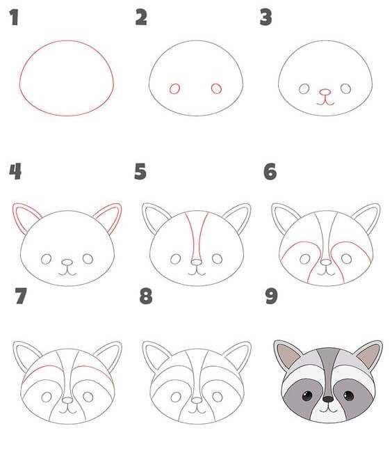 How to draw Raccoon idea (14)