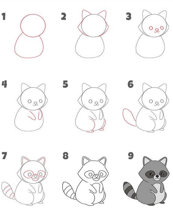 How to draw Raccoon idea (15)