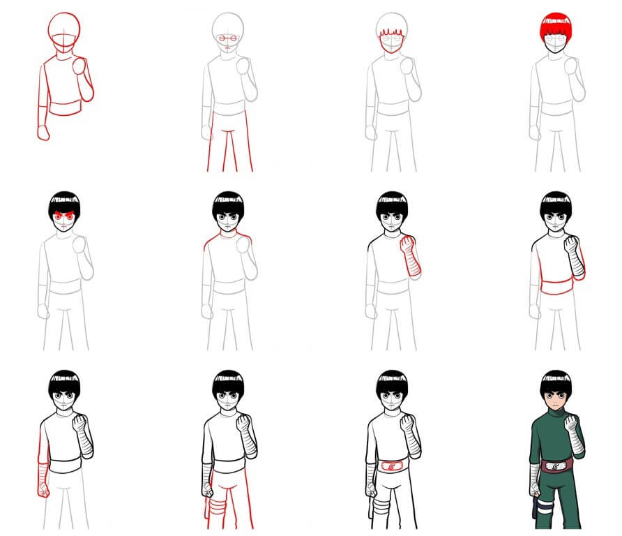 How to draw Rock lee (2)