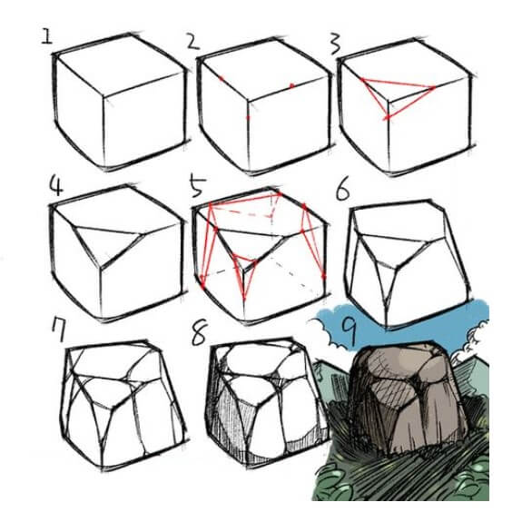 How to draw Rocks idea (12)