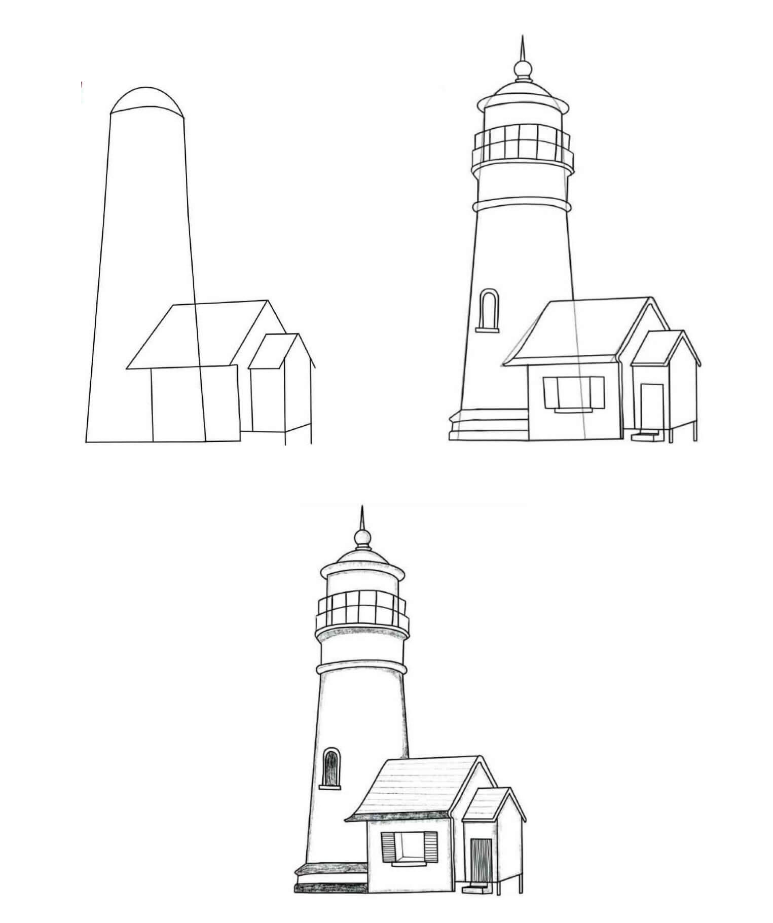 How to draw Simple lighthouse tower