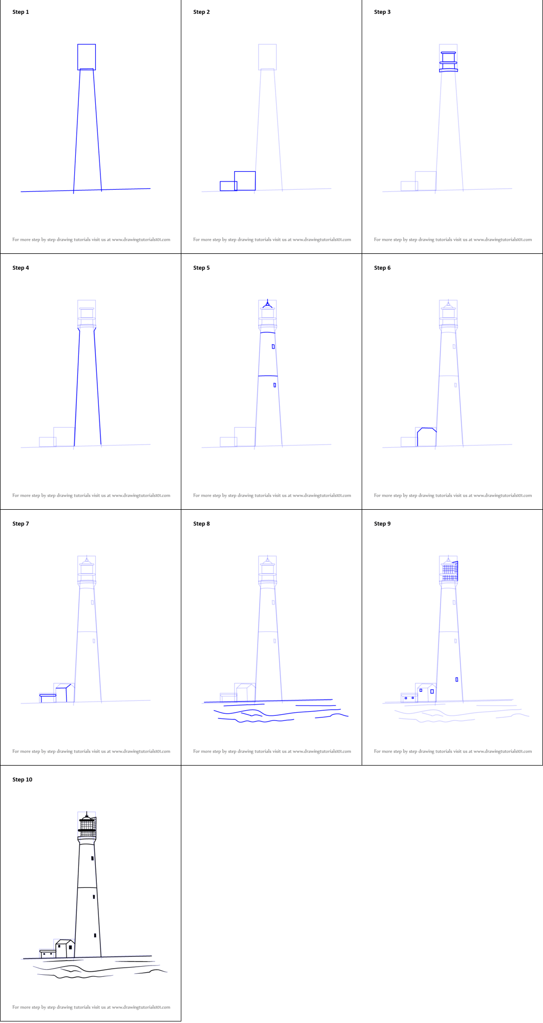 Simple lighthouse tower Drawing Ideas