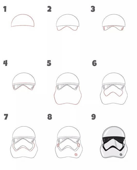 How to draw Stormtrooper head (1)