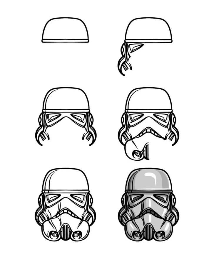 How to draw Stormtrooper head (2)